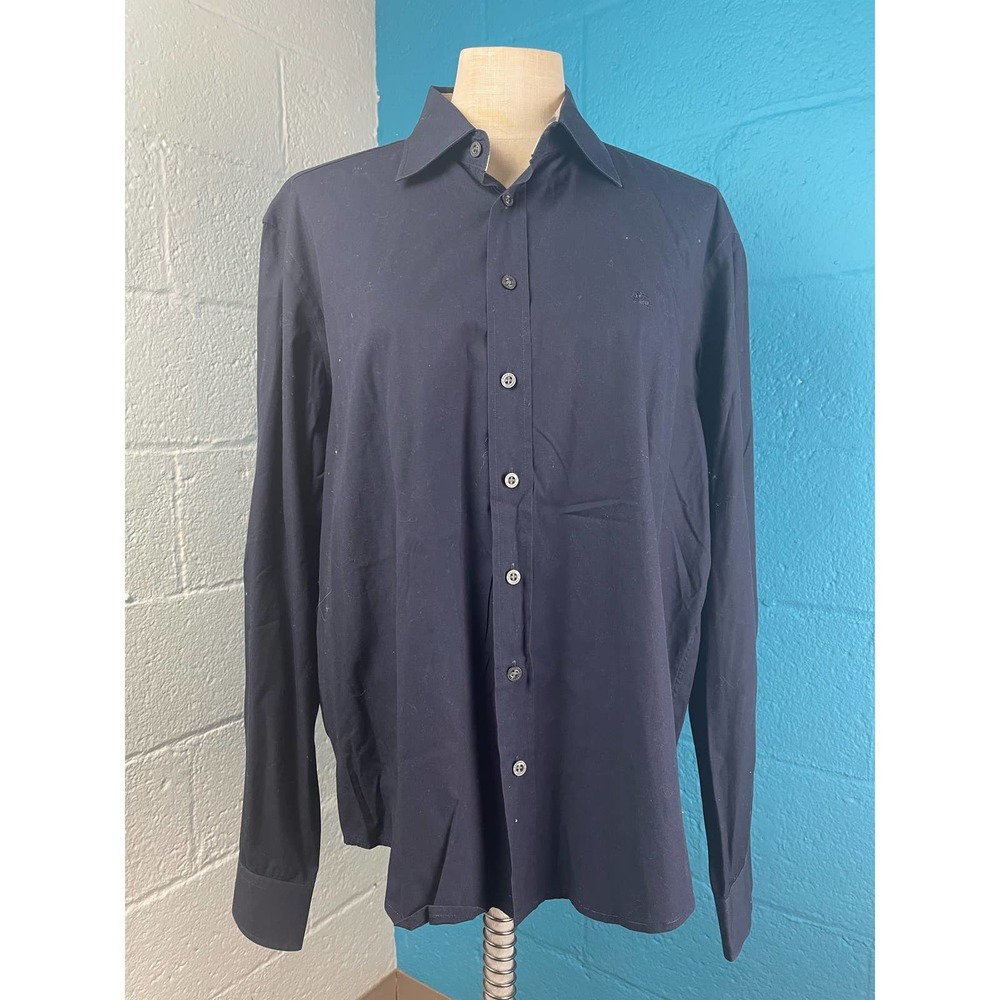 Extra large blue Burberry brit, long sleeve button up shirt
